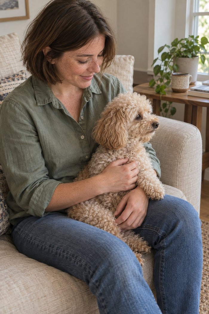 lifestyle dog on lap